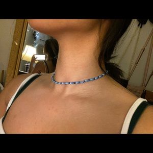 blue glossed choker